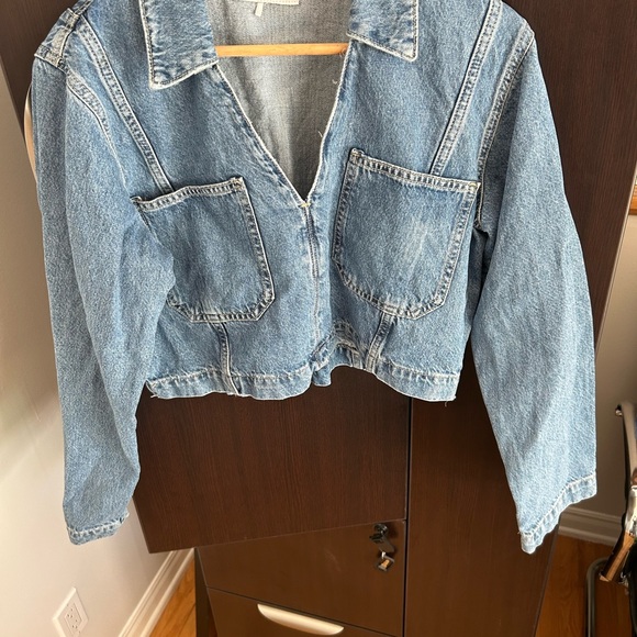 Zara Light Blue Denim Crop  Shirt Jacket - Picture 3 of 6